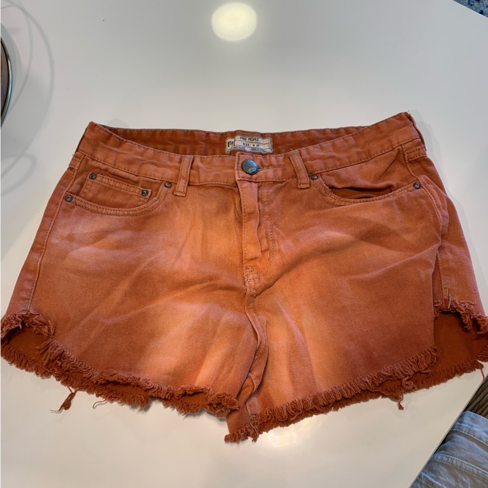 Free people burnt orange denim shorts size 29